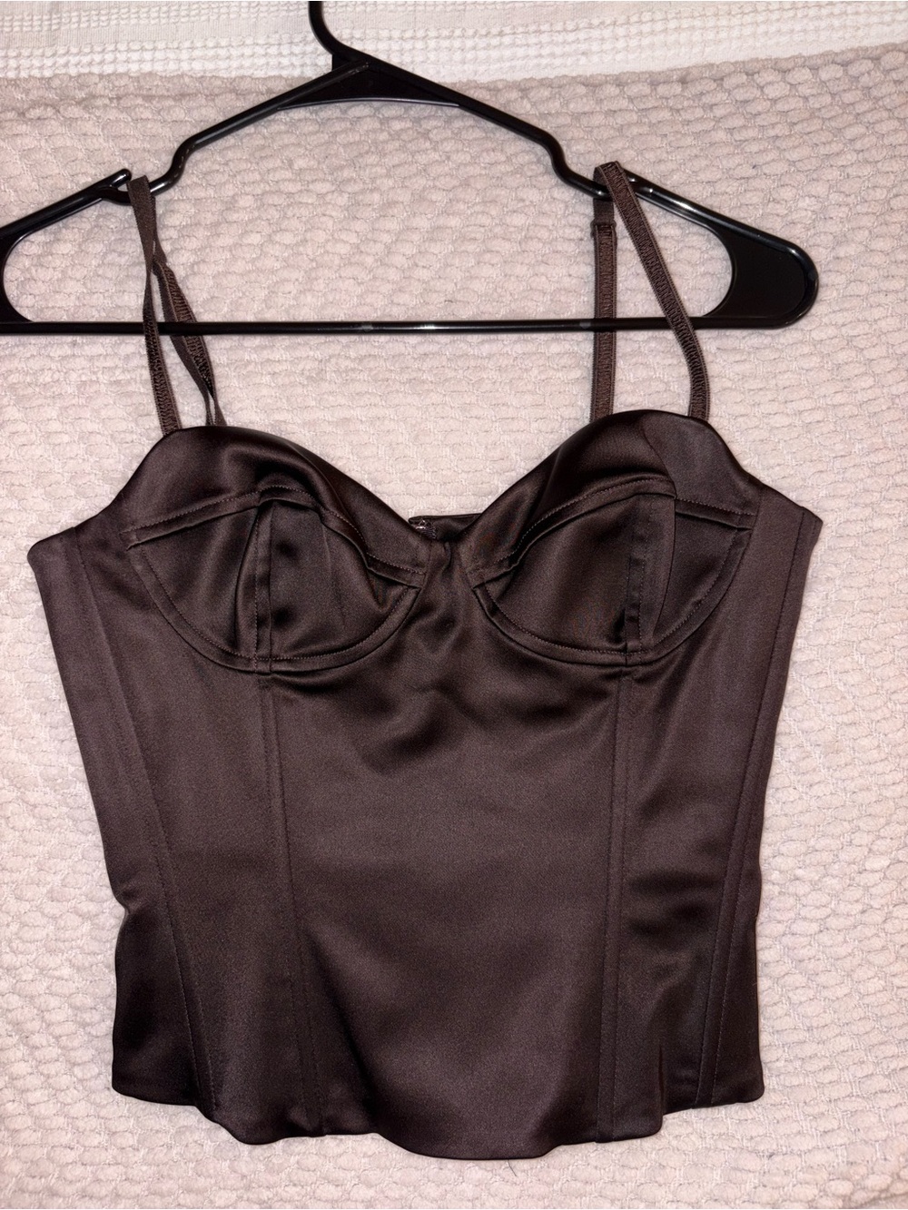 Wilfred Brown Satin Bustier Top with Adjustable Straps
